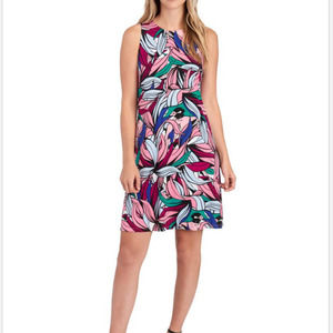 Coppagallo Women's Gwen Tank Dress Print a-line in Fuschia Multi Size Small